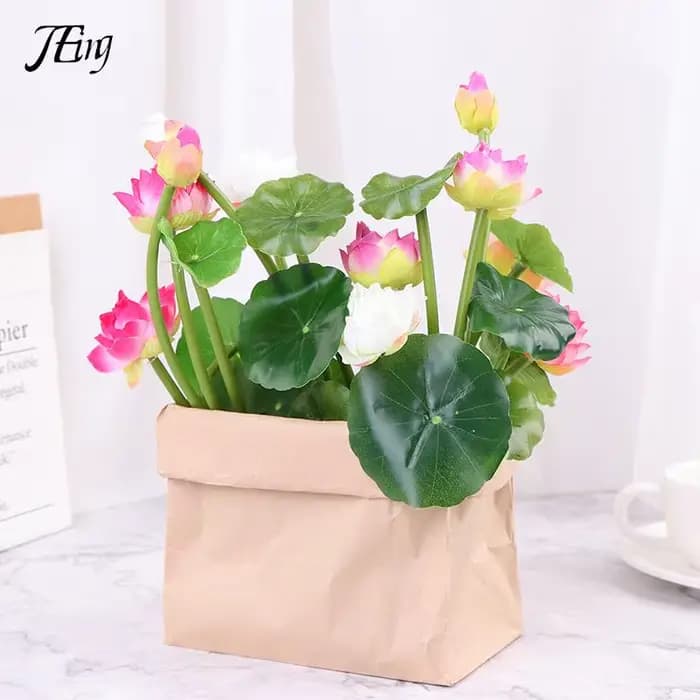 Fausses fleurs artificielles, nénuphar, micro paysage, plantes décoratives pour la maison