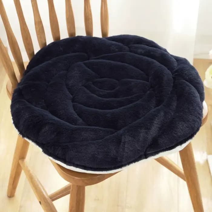 Coussin de chaise en peluche, design fleur rose, coussin de chaise de bureau épaissi, coussin de siège antidérapant pour la maison et le bureau
