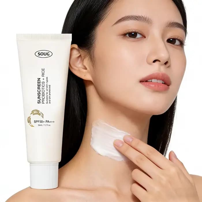 Crème solaire coréenne aux probiotiques de riz SPF50+ Rafraîchissante, hydratante et non grasse Protection UV haute efficacité Soin de la peau coréen