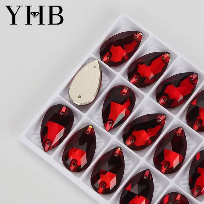 YHB Top qualité goutte verre cristal AB clair de lune pierres à coudre Flatback coudre sur strass pour vêtements sacs