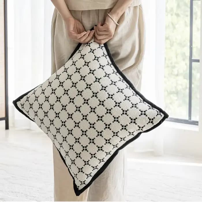Juste de coussin Jacquard au design moderne, taie d'oreiller décorative, noir et blanc, luxe abordable, salon, canapé, planche de sauna