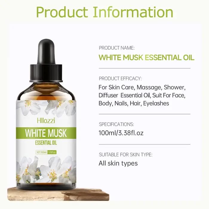 L'huile essentielle de musc blanc convient aux soins de la peau, aux bain et aux douche, comme diffuseur pour tous les types de peau.