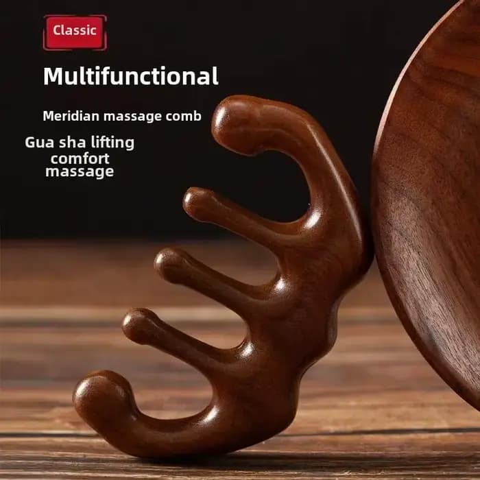 Peigne de massage en bois pour la tête