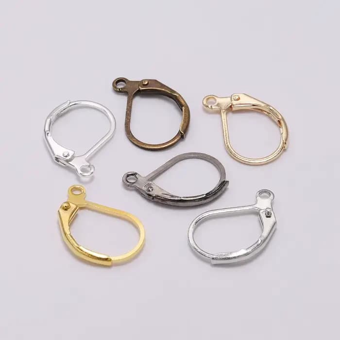 Lot de 20 crochets de boucles d'oreilles, 15x10mm, or, noir, français, paramètres de fil, Base pour bricolage, boucles d'oreilles, résultats de fabrication de bijoux
