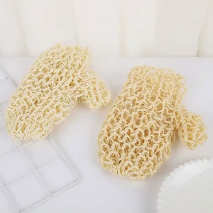 1 paire de gants exfoliants en sisal naturel pour le corps