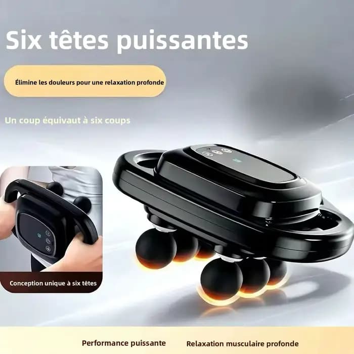 Pistolet de massage à 6 têtes avec écran numérique