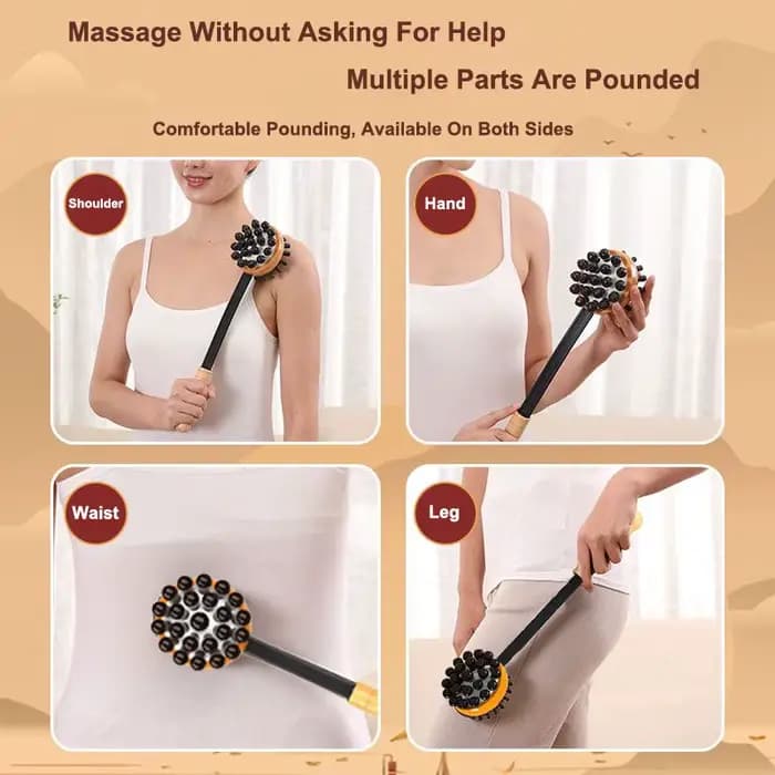 Bâton de massage portable pour dos/cou/jambes – Conception de marteau évolutif avec gratte-dos ergonomique