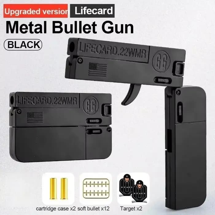 Nouveau jouet pistolet pliable en métal Lifecard amélioré pour enfants et adultes, pistolet jouet avec balles souples, modèle de tir en alliage pour adultes