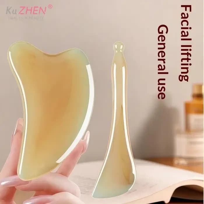 Ensemble de massage Gua Sha en corne de bœuf naturelle
