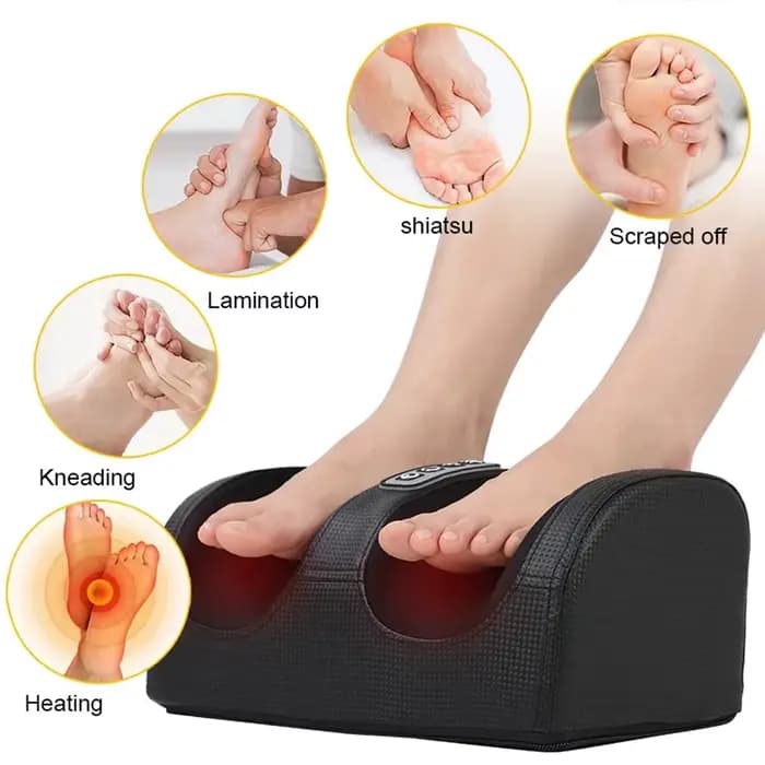 Masseur de pieds électrique Shiatsu pétrissage des tissus profonds détendre rouleau chauffant soulagement de la douleur des mollets Fatigue Muscles vibrateur Machine santé