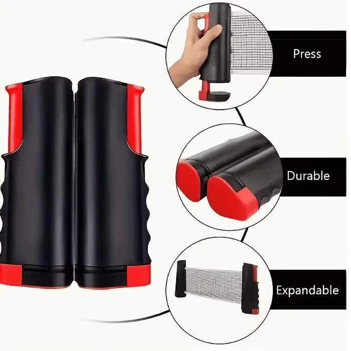 Ensemble de filet de tennis de table extensible, kit d'entraînement portable pour le tennis de table, comprenant un filet extensible, 2 raquettes, 3 balles et accessoires sportifs