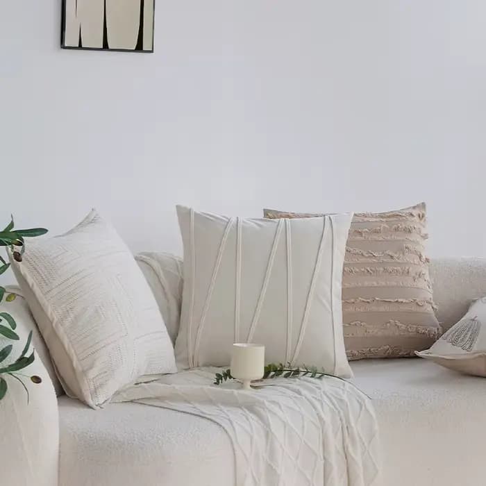 Juste de Coussin en Velours Jacquard de Haute Qualité, Taie d'Oreiller avec Ligne Géométrique, Décoration Chaude, Style Ins pour Canapé, 45x45cm