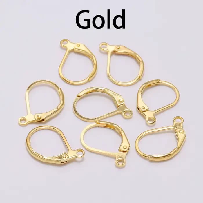 Lot de 20 crochets de boucles d'oreilles, 15x10mm, or, noir, français, paramètres de fil, Base pour bricolage, boucles d'oreilles, résultats de fabrication de bijoux
