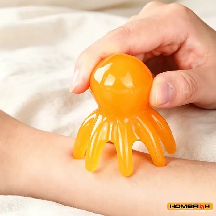 Peigne de massage en résine en forme de pieuvre pour le grattage des méridiens
