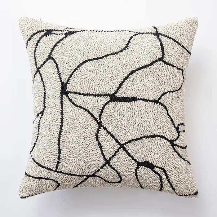 Housses de coussin en coton pour canapés, grandes taies d'oreiller avec fermeture éclair, décor de salon d'art de ligne géométrique abstraite