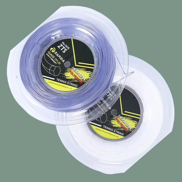 200M 1 bobine ZARSIA cordes de Tennis hexagonales rotatives cordes de raquette hexagonales durables en Polyester cordes de Tennis hexagonales 1.23MM