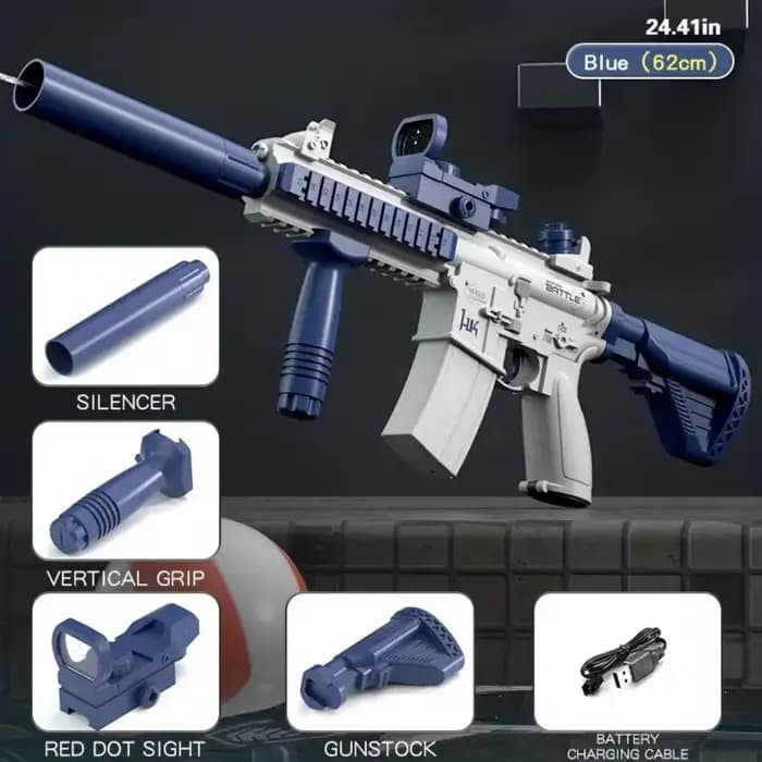 Unilabo M416 pistolet à eau électrique-alimenté par batterie avec fixation de bouteille d'eau externe-perfait pour les enfants et les adultes en plein air