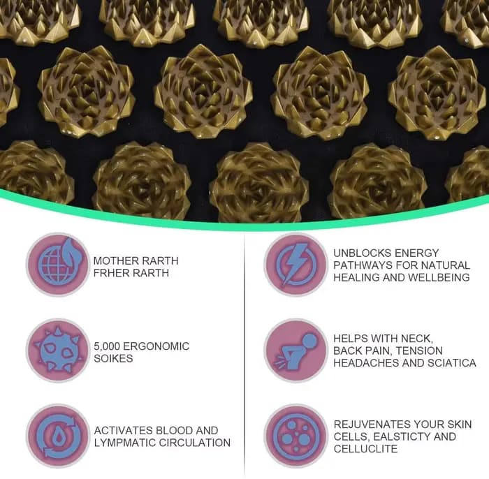 Pranamat Eco Lotus Spike Mat Acupuncture Massage Coussin Kuznetsov's Applicateur pour Cou Pied Dos Yoga Acupression