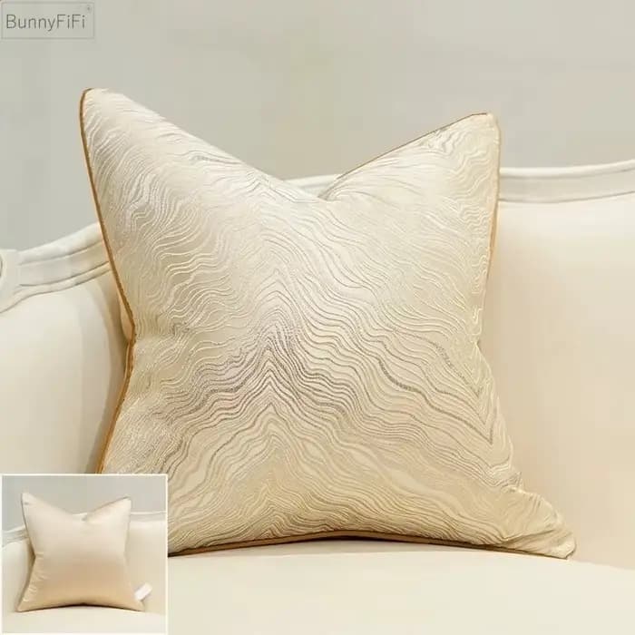 Housse de coussin de luxe en Jacquard, 45x45cm, broderie, décor de haute qualité, taie d'oreiller décorative pour canapé, Beige