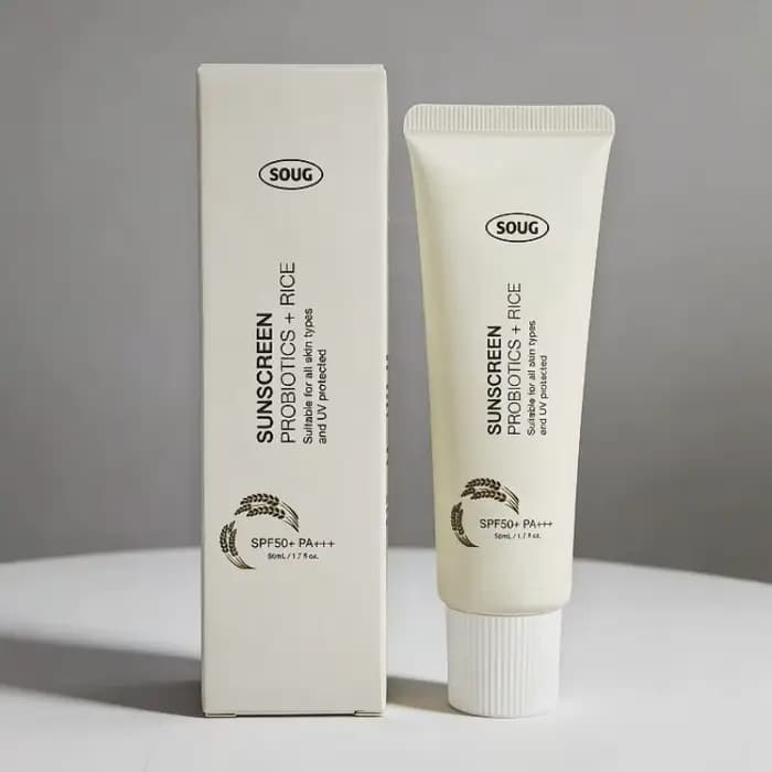Crème solaire coréenne aux probiotiques de riz SPF50+ Rafraîchissante, hydratante et non grasse Protection UV haute efficacité Soin de la peau coréen