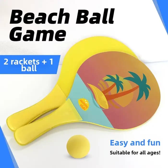 Ensemble de raquettes de plage d'été en bois, raquette légère pour le tennis de plage en plein air, jeu sportif interactif parent-enfant