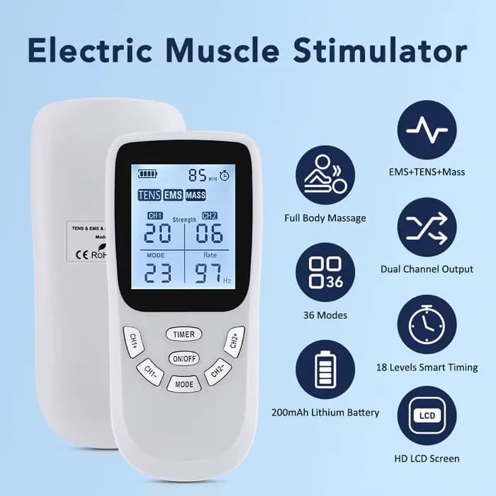 Stimulateur musculaire Tens 12 modes électrique EMS Acupuncture Massage corporel thérapie numérique Machine amincissante électrostimulateur