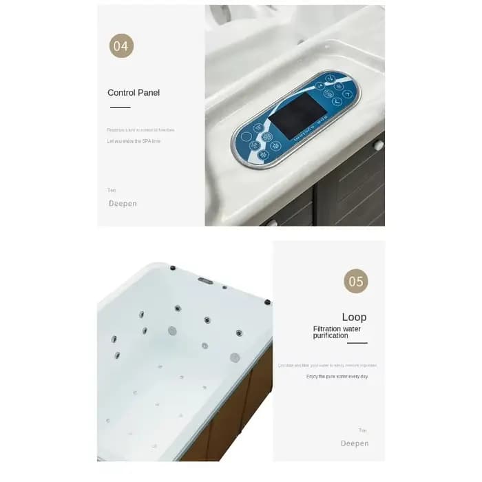 Spa Jacuzzi multifonctionnel sur mesure pour 5 personnes, bain à remous extérieur avec 100 jets, baignoire de massage en acrylique professionnelle