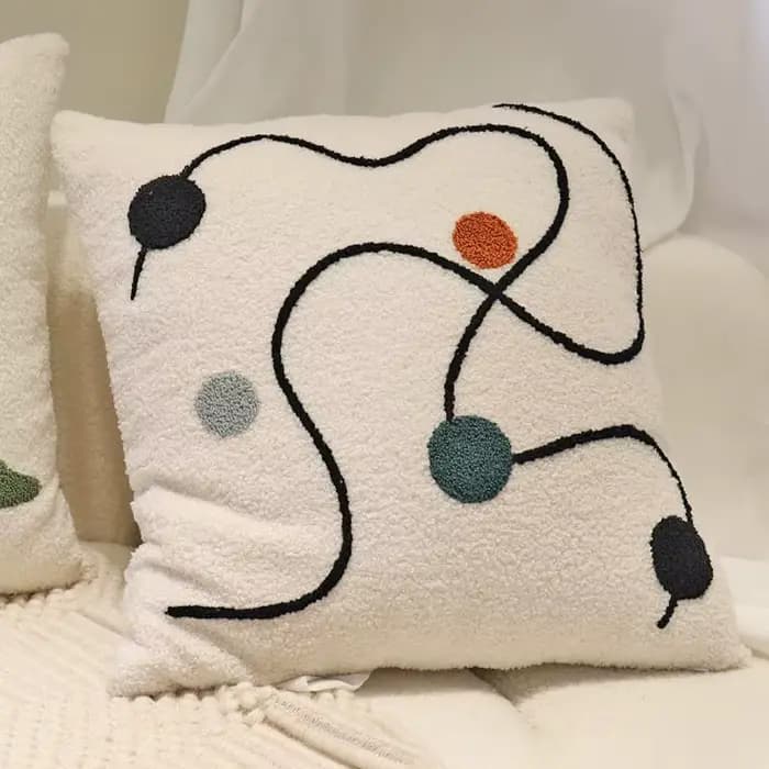 Housses de coussin brodées géométriques en peluche, taie d'oreiller décorative nordique moderne et simple, pour salon et chambre à coucher