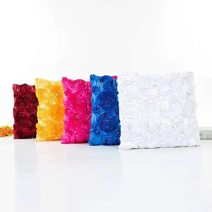 2 pièces 40*40CM fantaisie cadeau de mariage taies d'oreiller décoratif taie d'oreiller Rose fleur hôtel doux vin rouge housse de coussin