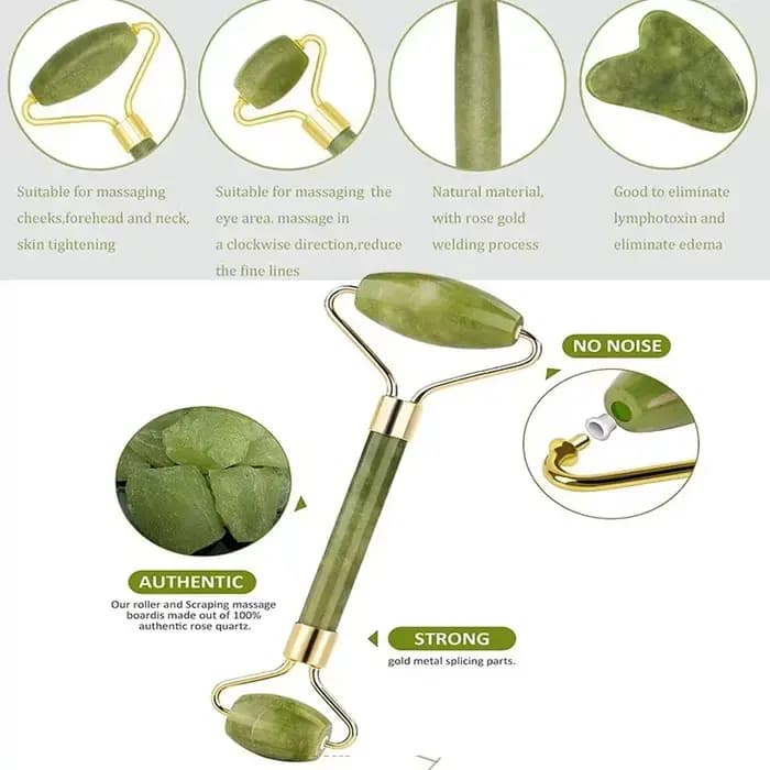 Rouleau de massage Gua Sha en pierre naturelle pour le visage