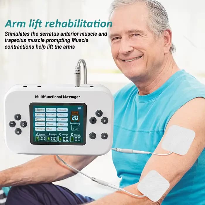 Physiothérapie TENS EMS unité stimulateur musculaire 4 canaux Rechargeable 30 niveaux d'intensité dos cou épaule soulagement des douleurs articulaires
