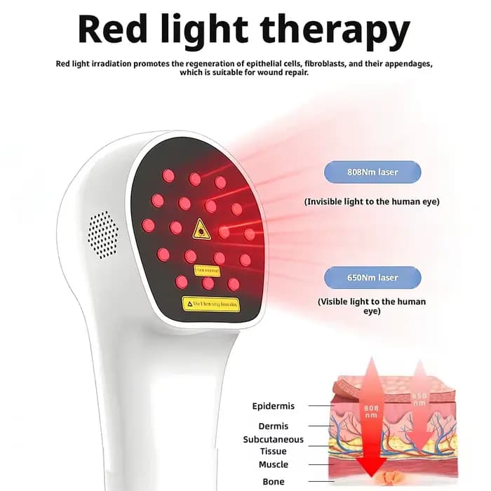 Appareil de beauté infrarouge à lumière rouge 650nm+808nm portable pour le visage et le corps