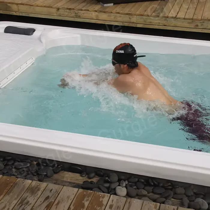Piscine de nage extérieure sur mesure de 7,5 m, spa jacuzzi pour jardin et usage commercial