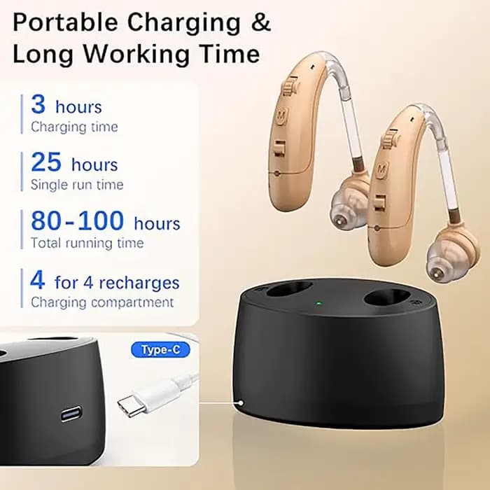 Prothèses auditives pour personnes âgées, appareils auditifs rechargeables avec suppression du bruit et contrôle du volume, amplificateur auditif pour adultes
