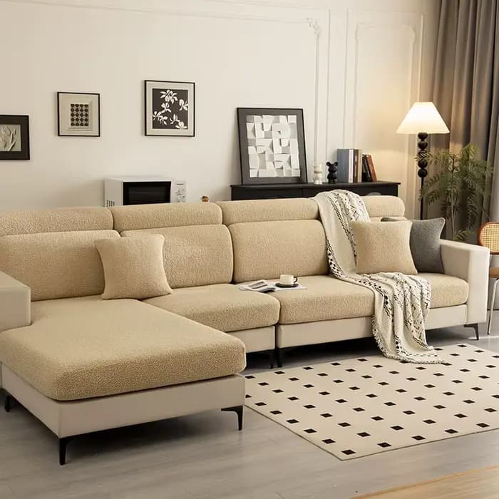 Housse de coussin de siège en peluche avec tissu polaire Teddy ultra doux, extensible et épais – Résistant aux animaux de compagnie, résistant aux taches, facile à installer, facile à laver