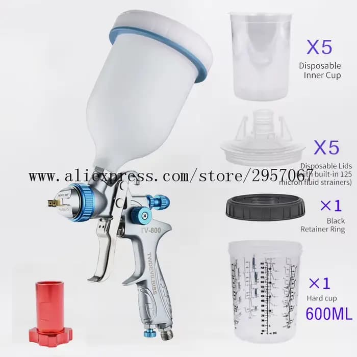 HVLP pistolet à peinture en aérosol pistolet de peinture de voiture alimentation par gravité désinfectant de peinture aérographe automobile pulvérisateurs de peinture avec tasse de peinture Isposable