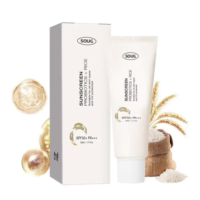 Crème solaire coréenne aux probiotiques de riz SPF50+ Rafraîchissante, hydratante et non grasse Protection UV haute efficacité Soin de la peau coréen