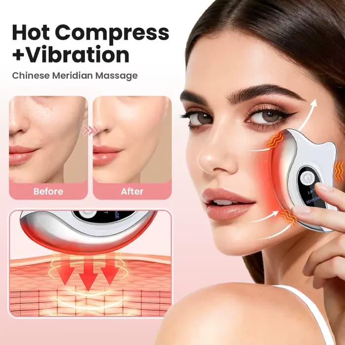 Appareil de Massage Facial LED Guasha pour Lifting et Rajeunissement