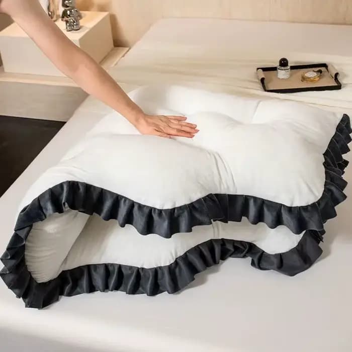 Coussin de tête de lit en velours uni de style européen, doux et confortable, oreiller de lecture avec garniture en dentelle, coussin de lit décoratif
