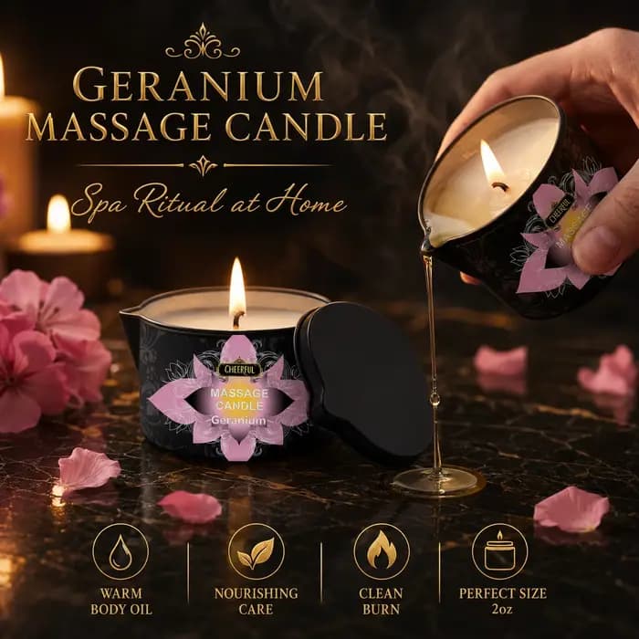 Bougie de massage au geranium 2oz