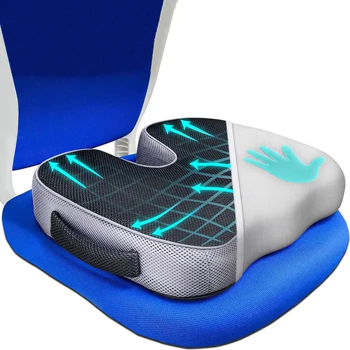Coussin de siège ergonomique résistant à la pression et respirant avec remplissage à récupération lente et surface incurvée pour les hanches