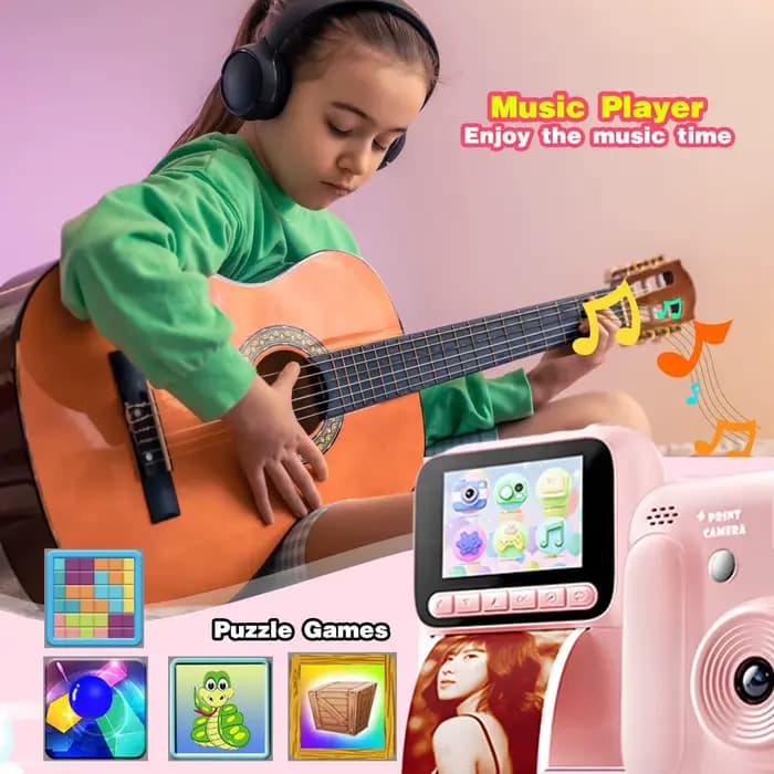Caméra d'impression instantanée pour enfants, 5 couleurs, 1080P, papier thermique, impression Photo, jeux vidéo, cadeau pour enfants, garçons et filles
