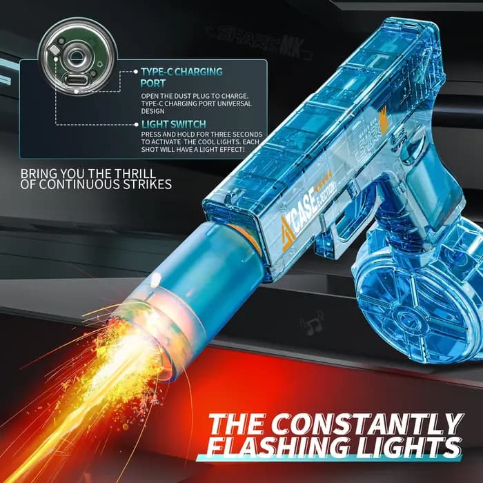 Pistolet à eau électrique automatique Glock, grande capacité, pour les fêtes d'été à la plage et à la piscine, jouets de combat aquatique pour enfants et adultes
