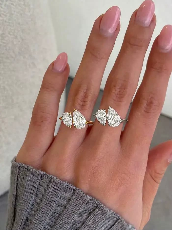 Bagues en argent Sterling 925 pour femmes, goutte d'eau scintillante, entrelacée, éblouissante, poire claire, CZ, cadeau de mariage, bijoux fins