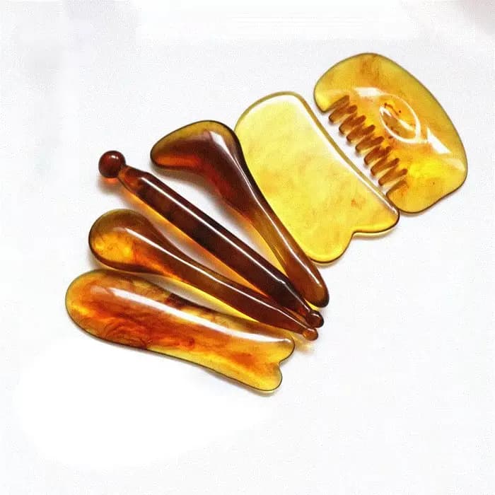Résine GuaSha grattage SPA outil de Massage 6 en 1 Kit pour le visage cou bras corps jambes dos Gua Sha conseil point