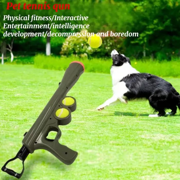 Lanceur de balles interactif pour chien, jouet d'extérieur pour l'entraînement et le jeu, lanceur de balles de tennis pour animaux de compagnie