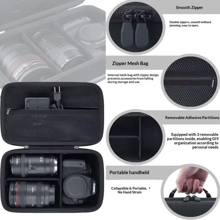 Étui pour appareil photo Canon EOS Rebel T7/T100/T6/R50/R100/R5/R7/R8/R6 Mark II/SL3 DSLR, boîte de transport de protection pour voyage
