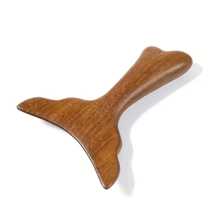 1 outil Gua Sha en bois de santal doré en forme de queue de poisson