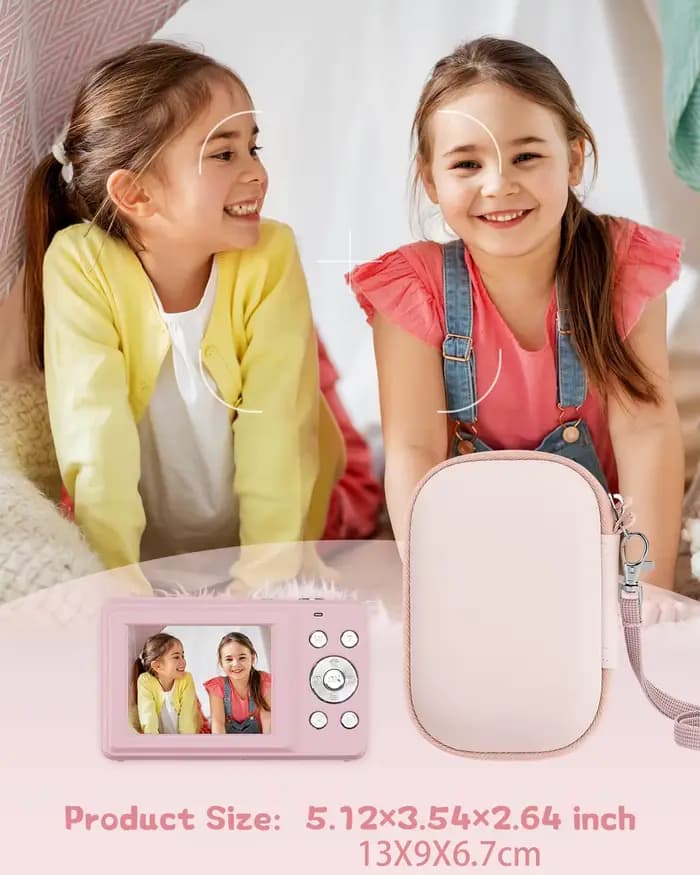 Étui pour appareil photo pour appareil photo numérique, pour appareils photo numériques Samsung/Canon/Sony/Nikon, stockage de carte SD, sac de transport mignon rose