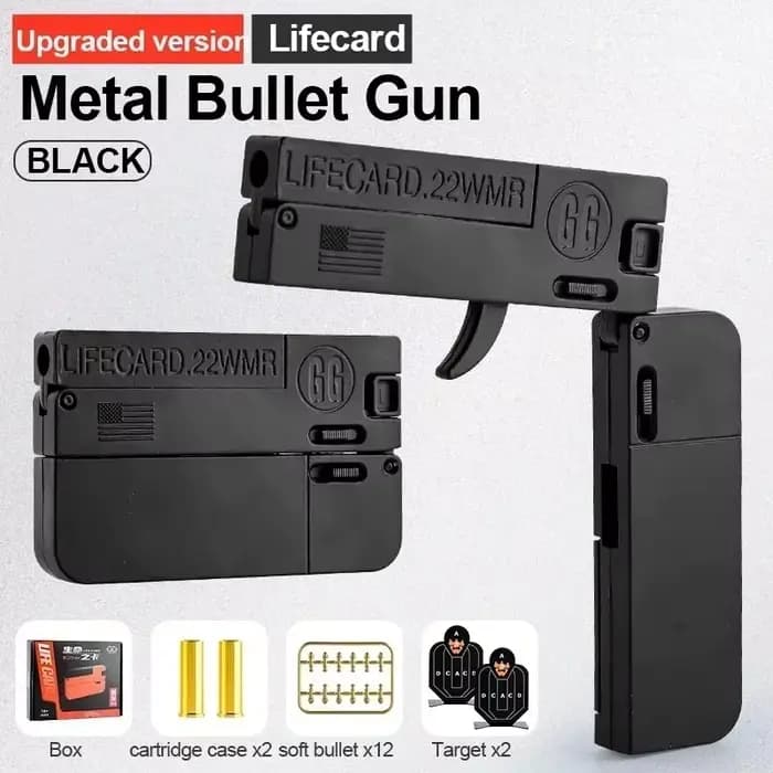 Nouvelle pistolet jouet pliable en métal amélioré avec câble USB, balles souples, modèle de tir en a